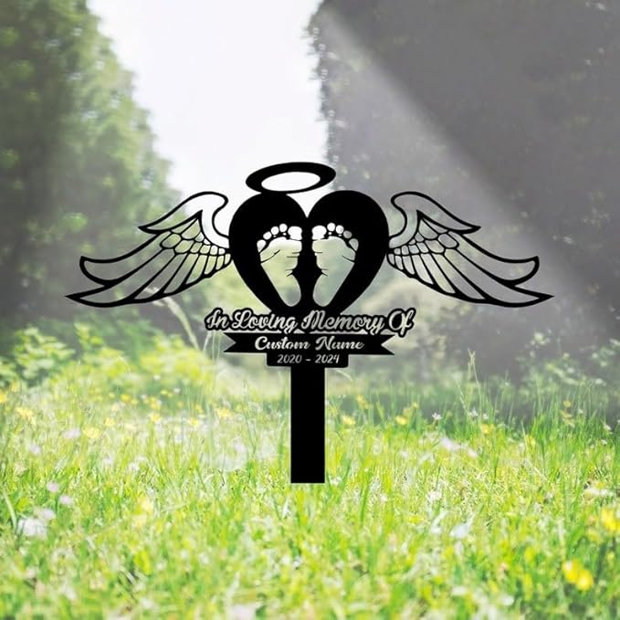 Custom Baby Loss Memorial Metal Stake – Personalized Grave Marker, Cemetery Garden Stake, Yard Outdoor Decor, Remembrance Sign (Baby Loss Memorial)