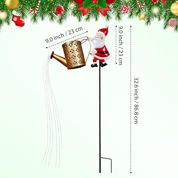Christmas Solar Kettle Light, 2026 New Garden Lawn Decorative Light, Outdoor Hanging Solar Powered Santa Claus Watering Can with LED for Lawn Decorations (Colorful)