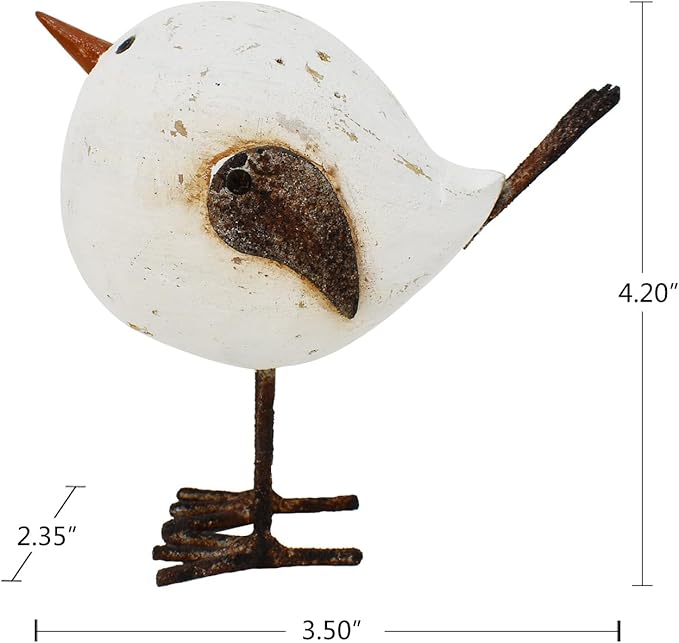 Aecipl Wood Bird Statue Standing Seagull Nautical Decor Coastal Birds Sculpture Indoor Outdoor Animal Figurine Beach Themed Decoration Rustic Home Art for Bedroom Garden (S)