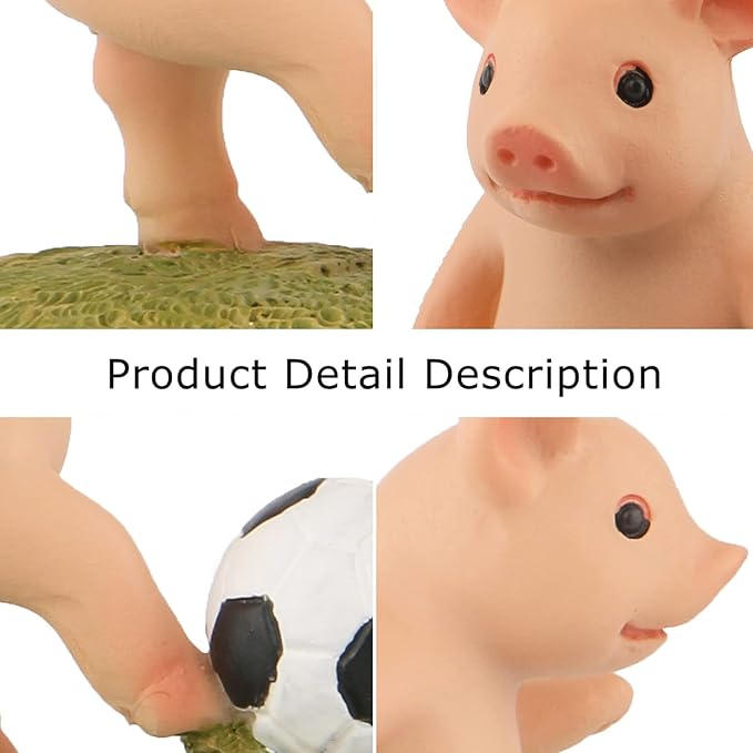 Pig Statue Mini Figurine, Resin Home Decor, Lucky Animal Garden Statue for Micro Landscape (Play Football)