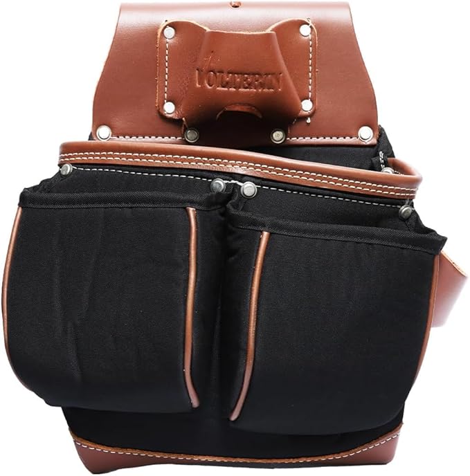 Leather & Nylon Tool Belt for Men – Heavy Duty 22-Pocket Framer’s Tool Bag for Carpenters & Electricians (Black, One Size)