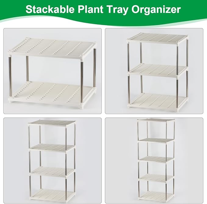 5 Layer Sprouting Tray Storage Shelf, Plant Shelf Nursery Pot Seeding Tray Container Shelves Indoor/Outdoor Plant Rack Holder (White)