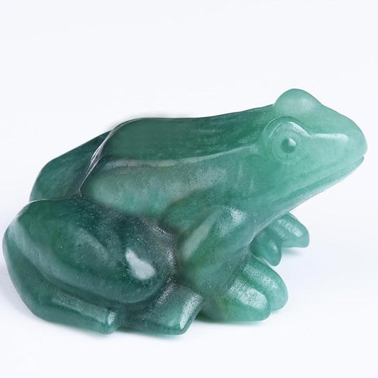 2 Inch Green Aventurine Frog Crystal Figurine，Frog Gifts Healing Crystal Decor，Frog Garden Statue Stone Energy Gemstones, in Bedroom Office Christmas Meditation Gifts Aquarium Decoration