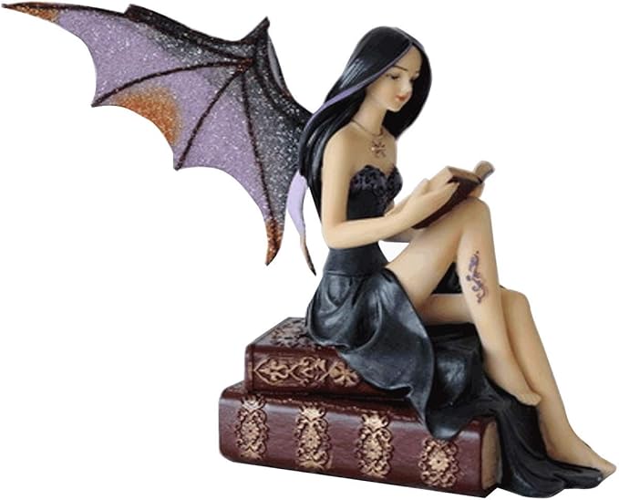 Comfy Hour Fairyland Collection 9” Reading Book Dark Fairy Witch Figurine, Home Decoration and Collectibles, Polyresin