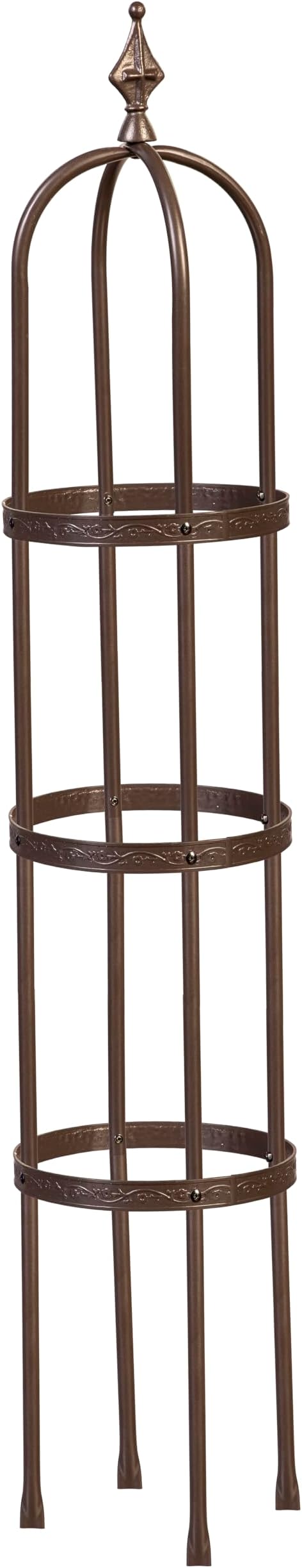 Evergreen Garden 5 ft Metal Garden Obelisk Trellis for Climbing Plants Vines, Clematis & Flowers | Outdoor & Indoor Plant Trellis for Potted Plants | Floral Pattern Arch Trellis (Bronze)