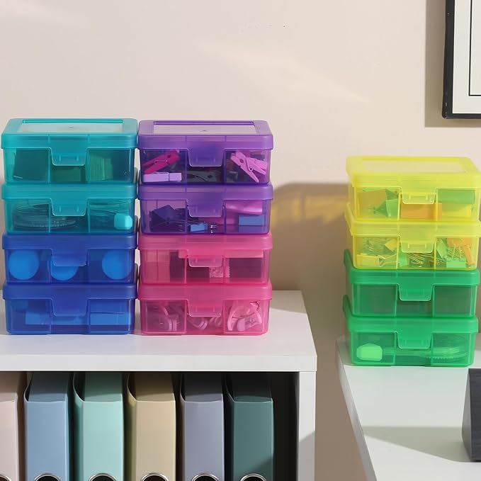 novelinks 18 Pack Small Plastic Storage Containers Color Arts & Crafts Storage Boxes & Organizers Stackable Small Containers With Lids For Organizin (Set 2)