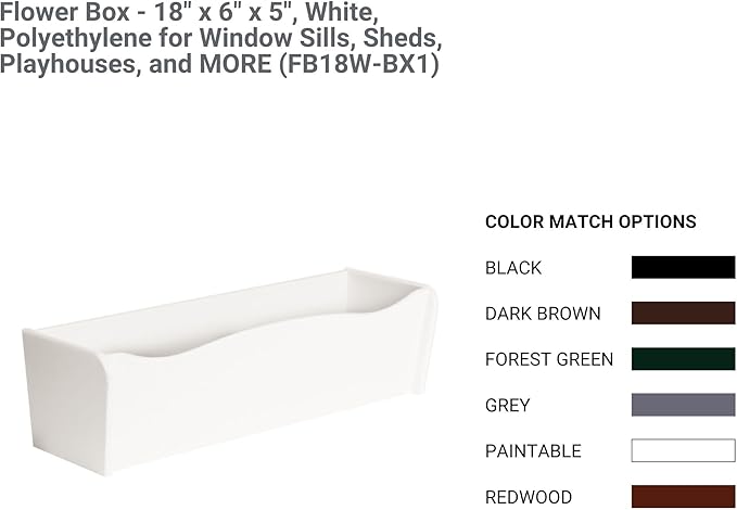 18” Paintable Flower Box – Weather-Resistant for Sheds and Playhouses