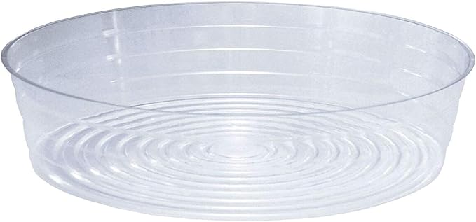 Curtis Wagner Plastics Drip Pan Saucers (5-Pack) - Clear, Deep (Diameter: 14.5" Base, 16" Top, 3.75" Depth) Thin Plastic Plant Tray Indoor Outdoor