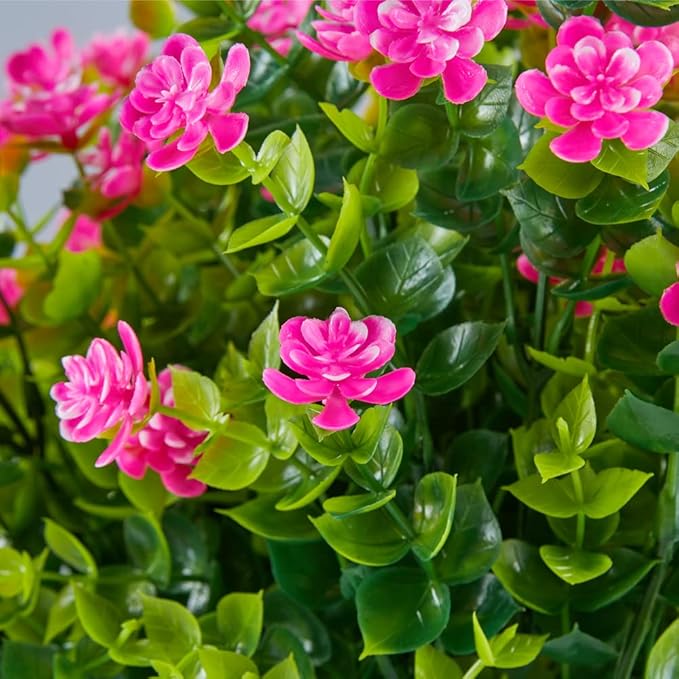 20 Bundles Artificial Flowers, Fake Artificial Greenery UV Resistant No Fade Faux Plastic Plants for Wedding Bridle Bouquet Indoor Outdoor Home Garden Kitchen Office Table Vase(Pink)
