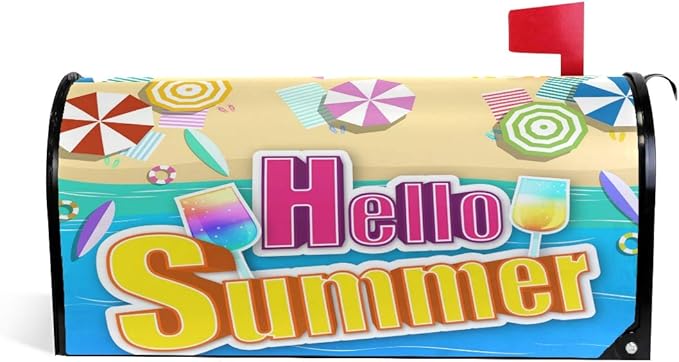 ALAZA Summer Time with Beach Magnetic Mailbox Cover MailWraps Garden Yard Home Decor for Outside Oversized-25.5" x20.8"