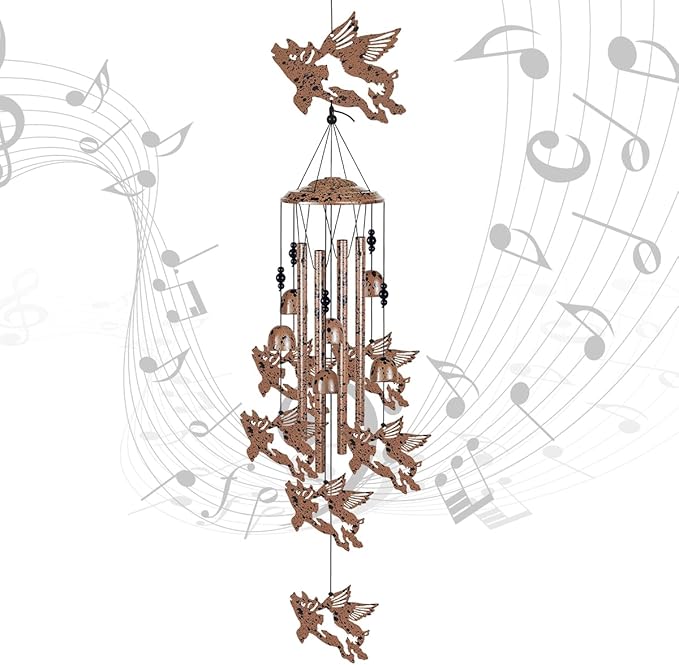 37" Flying Pigs Wind Chimes for Garden,Home,Balcony,Yard,Outdoor Decor, Sympathy Wind Chimes, Wind Catcher, Blessing Wind Bell, Pig Ornament Gifts for Mom, Pig Lovers,Grandma, Family, Women, Friend