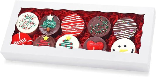 20pcs Cookie Boxes 12 x 5 x 1.5 Inch Bakery Boxes with window Chocolate Covered Strawberries Box for Christmas Valentine's Mother's Day- White