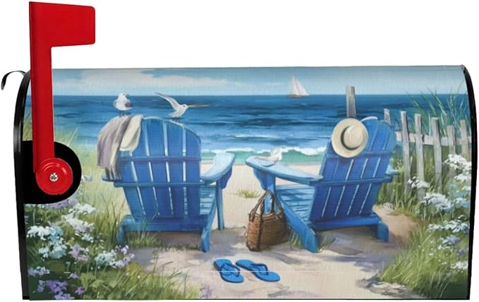 Spring Summer Beach Mailbox Covers Magnetic Letterbox Covers 21x18 Inch for Garden Outdoor Decoration
