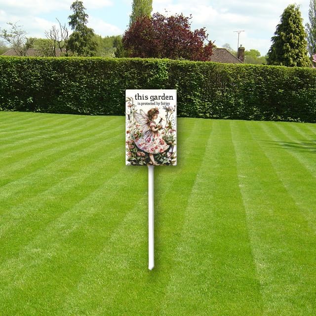 Uptell This Garden is Protected By Fairies Yard Signs with Stakes Aluminum Sign for House/Front Door Outdoor Decoration,Weather Resistant 8x12 Inch