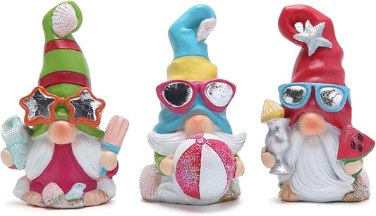 Hodao 3PCS Summer Gnomes Decor Sea Star Shell Elf Handmade Beach Swedish Gnomes Decorations for Home Scandinavian Elf Decorations Home Ornaments Summer Gnome Figurines