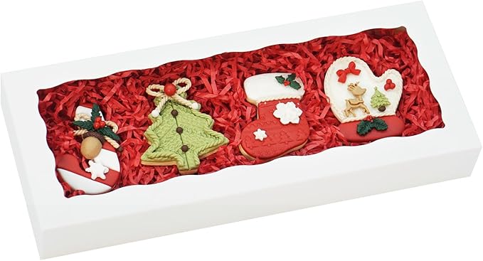 50pcs Cookie Boxes 12x5x1.5 Inch Bakery Boxes with Window Treat Box Chocolate Strawberries Box for Wedding Favors Party Birthday Favors