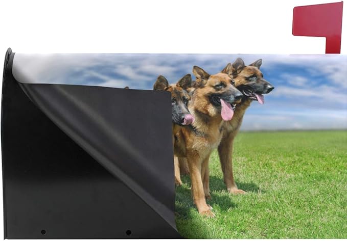 WOOR German Shepherd Dog Magnetic Mailbox Cover Standard Size for Garden Yard Outdoor Decorations-18 x 20.8"