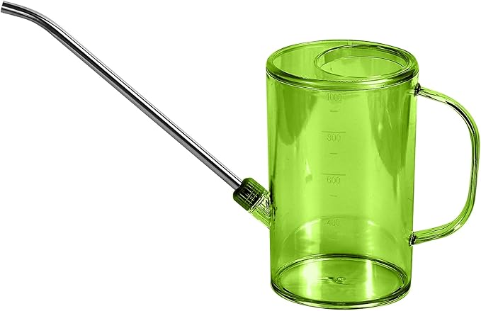Small Plastic Watering Can - for Home Garden - with Long Spout - 1/4 Gallon - 34 Oz - Green