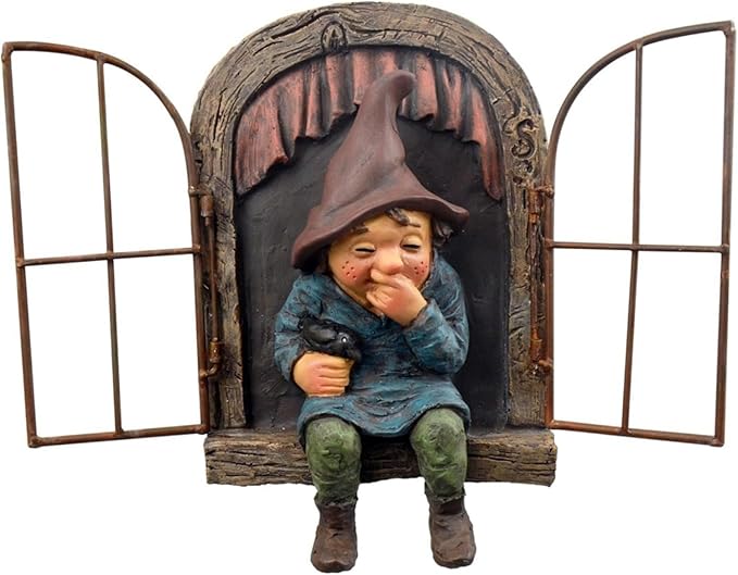 YWHWXB Elf Out The Door Tree Hugger,Garden Gnome Fairy Statue,Funny Garden Tree Decoration,Hanging Hand-Painted Sculpted Tree Faces Decor for Patio Yard Lawn Porch Decoration