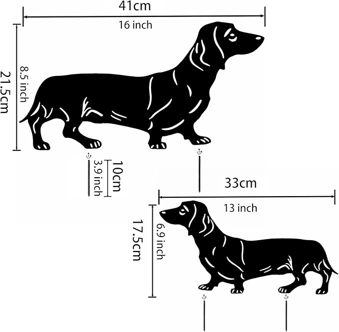 Dachshund Dog Metal Decor for Outside,Garden Stakes Decorative Dog Gifts for Women/Men,Black Silhouette Statues for Yard Ornaments,Lawn, Patio, Pathway,Outdoor Garden Decor