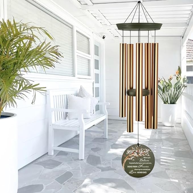 Personalized Wind Chimes, 36inch Memorial Wind Chimes, Life Tree Cardinal Custom Sympathy Gifts, in Loving Memory of Dad/Mom, Wind Chime for Loss of Loved Ones (Produced in USA)
