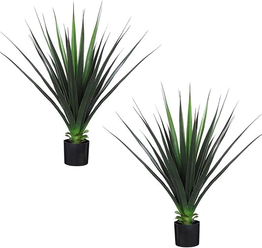 Veryhome 3FT Agave Plant Artificial Succulents 35 Inch Large Fake Outdoor Plants UV Resistant Faux Greenery for Indoor Home Office Floor Front Porch Decor(Set of 2)