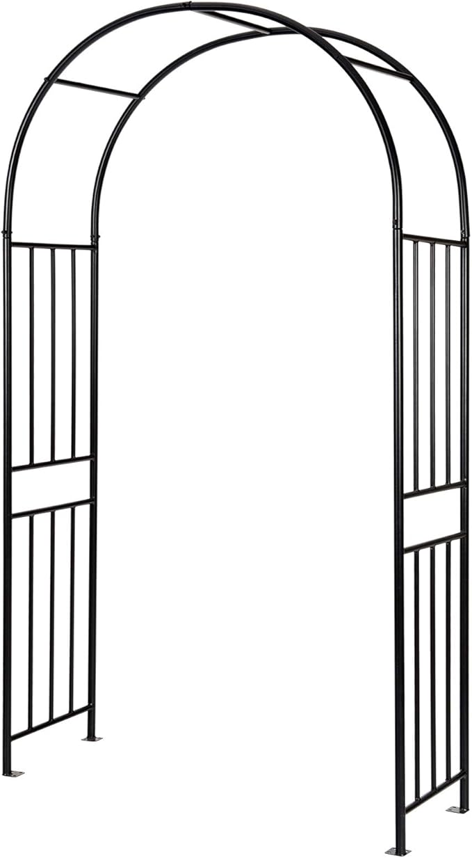 Giantex Garden Arbor, 7.2FT Wedding Arch Garden Trellis with 8 Stakes, Metal Garden Arch for Climbing Plants Vines Rose, Outdoor Archway for Wedding Bridal Party Lawn Decoration, Easy Assembly