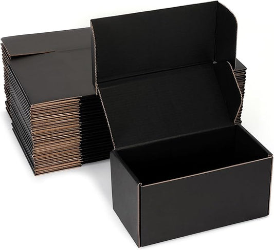 Small Shipping Boxes 8x4x4 Inch (25 Pack) - Sturdy Black Corrugated Cardboard Boxes for Small Business, Ecommerce, Mailing & Packaging | Recyclable Gift & Storage Boxes