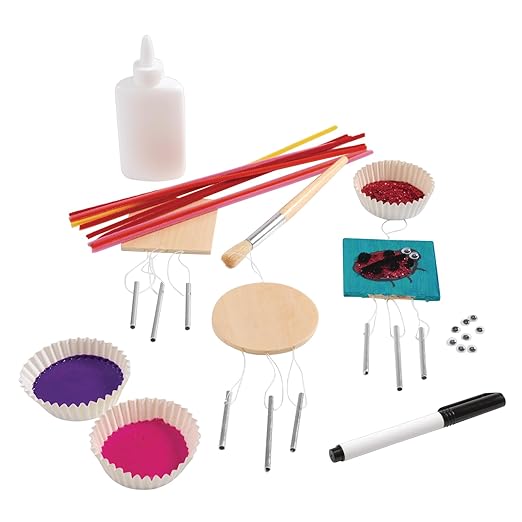 Colorations® Decorate Your Own Wooden Wind Chimes Kit, Set of 12, 2 Different Designs, Ready to Decorate and create unique and personal Designs, Fun Kids Craft Project, Craft Project for Boys & Girls