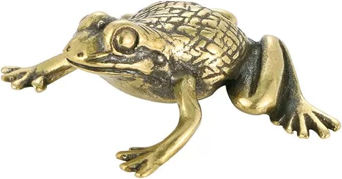 3Pcs Brass Frog Statue Figurine Decor, Retro Mini Copper Snail Statue Home Decoration for Living Room and Desk, Outdoor Pond Garden Lawn Decor Landscaping, Landscape Animal Statue