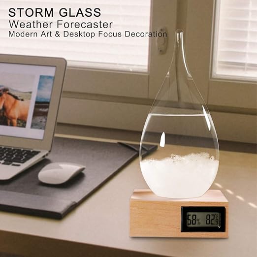 Storm Glass Weather Predictor,Christmas Unique Gifts, Christmas Snow Globe Barometer, Storm Glass Weather Station, Decorative Weather Predictor,Decorative Glass Bottles for Home and Office (XXL)