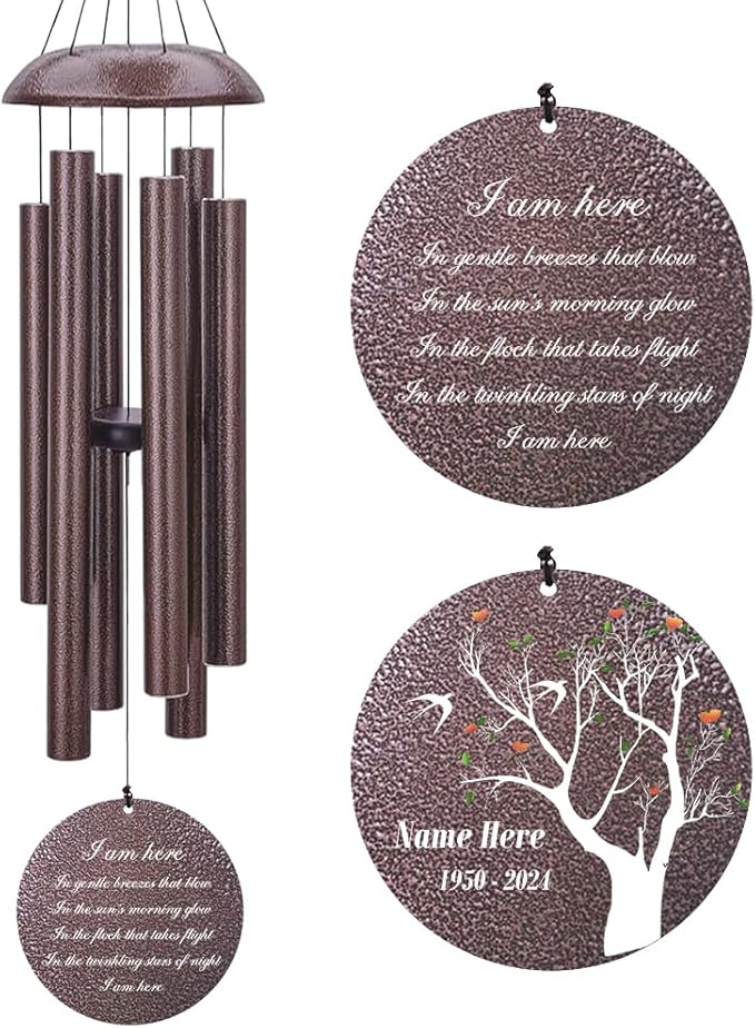 Personalized Wind Chimes, Sympathy Wind Chime Life Tree, in Loving Memory Windchimes, Memorial Gifts for Loss of Loved Dad/Mom, Bereavement Condolences Gifts Outside (Produced in USA)