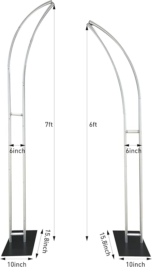 Curved Wedding Arch Backdrop, 6FT&7FT Half Arch Balloon Stand for Ceremony, Birthday, Anniversary, Bridal, Baby Shower, Floral Decoration