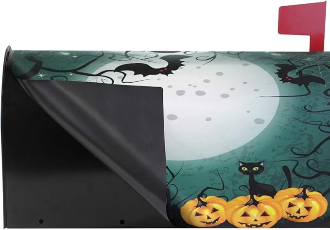 WOOR Halloween Pumpkin Magnetic Mailbox Cover Oversized for Garden Yard Outdoor Decorations-20.8" x 25.5"