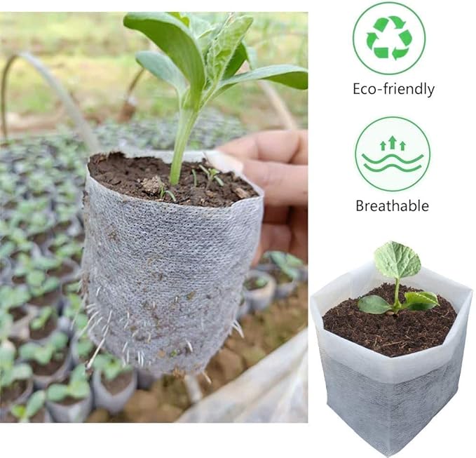 200Pcs Nursery Growing Bags, 5.8"x5" Small Grow Bag for Plants, Fabric Plant pots, Potato, Flower, Tomato Solid Seed Starter