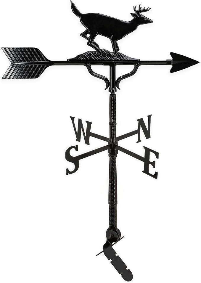 Montague Metal Products 32-Inch Weathervane with Satin Black Buck Ornament, Natural