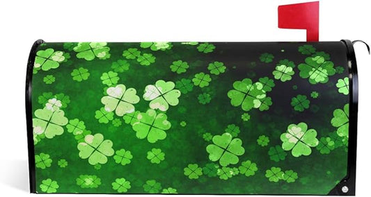 ALAZA WOOR St Patricks Lucky Shamrocks Leaves Magnetic Mailbox Cover MailWraps Garden Yard Home Decor for Outside Oversized-25.5" x20.8"