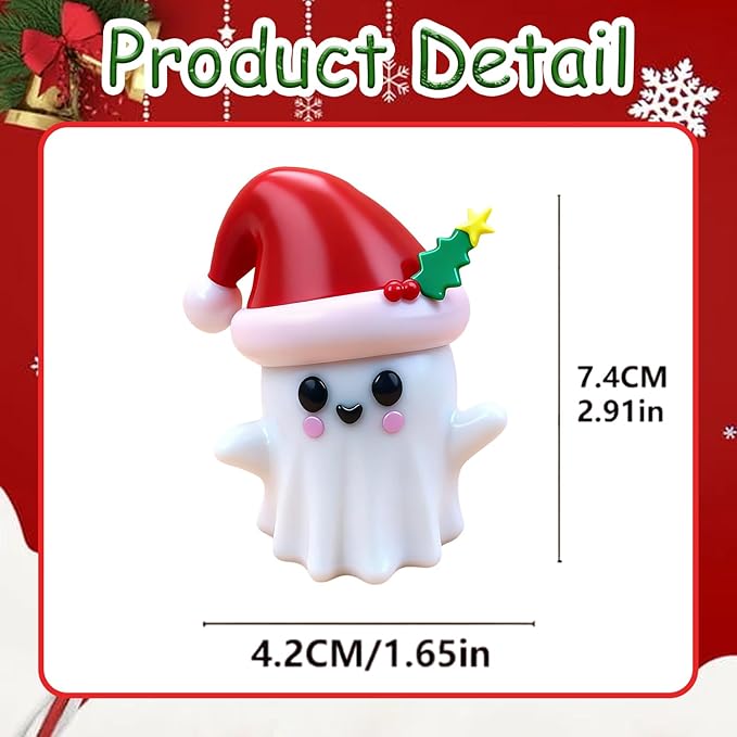1 Pcs Christmas Ghost Figurine Cute Spooky Unique Design Cartoon Mini Figurines Desk Ornament Decorations Indoor for Christmas Decor Home Table Bedroom Office Desktop Display Ornaments