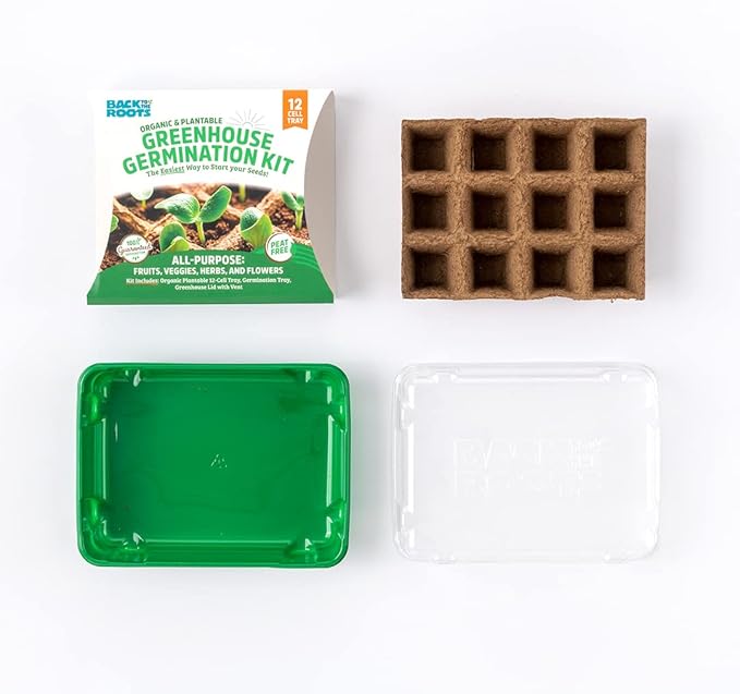 Back to the Roots 12-Cell Greenhouse Germination Kit | Seed Starting Tray with Pots & Vented Lid for Indoor Gardening