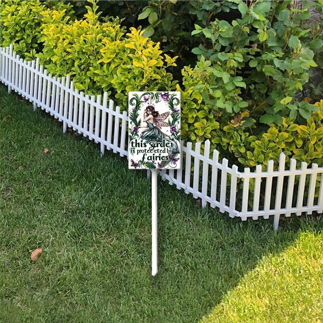 Uptell This Garden is Protected By Fairies Yard Signs with Stakes Aluminum Sign for House/Front Door Outdoor Decoration,Weather Resistant 8x12 Inch
