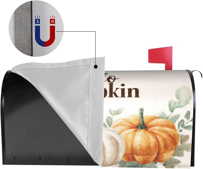 Festive Magnetic Mailbox Cover Pumpkin Thanksgiving Fall Outdoor Mailbox Protector Holiday Seasonal Decorative Garden Yard Home Standard Size 21 x 18 Inch