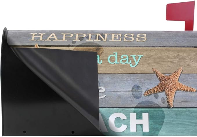 ALAZA WOOR Happiness is Day at The Beach Magnetic Mailbox Cover MailWraps Garden Yard Home Decor for Outside Standard Size-18"x 20.8"