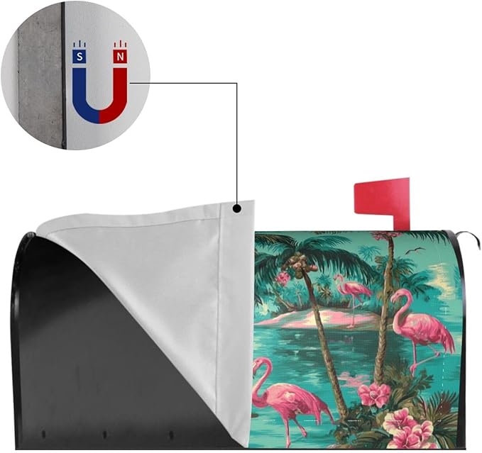 Flamingo Mailbox Covers Magnetic Letterbox Covers 21x18 Inch for Garden Outdoor Decoration