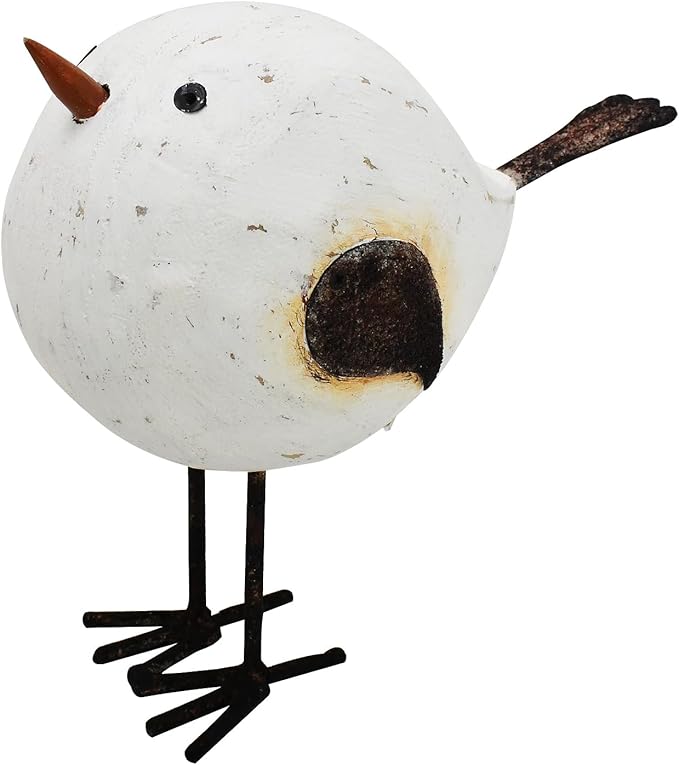 Aecipl Wood Bird Statue Standing Seagull Nautical Decor Coastal Birds Sculpture Indoor Outdoor Animal Figurine Beach Themed Decoration Rustic Home Art for Bedroom Garden (L)