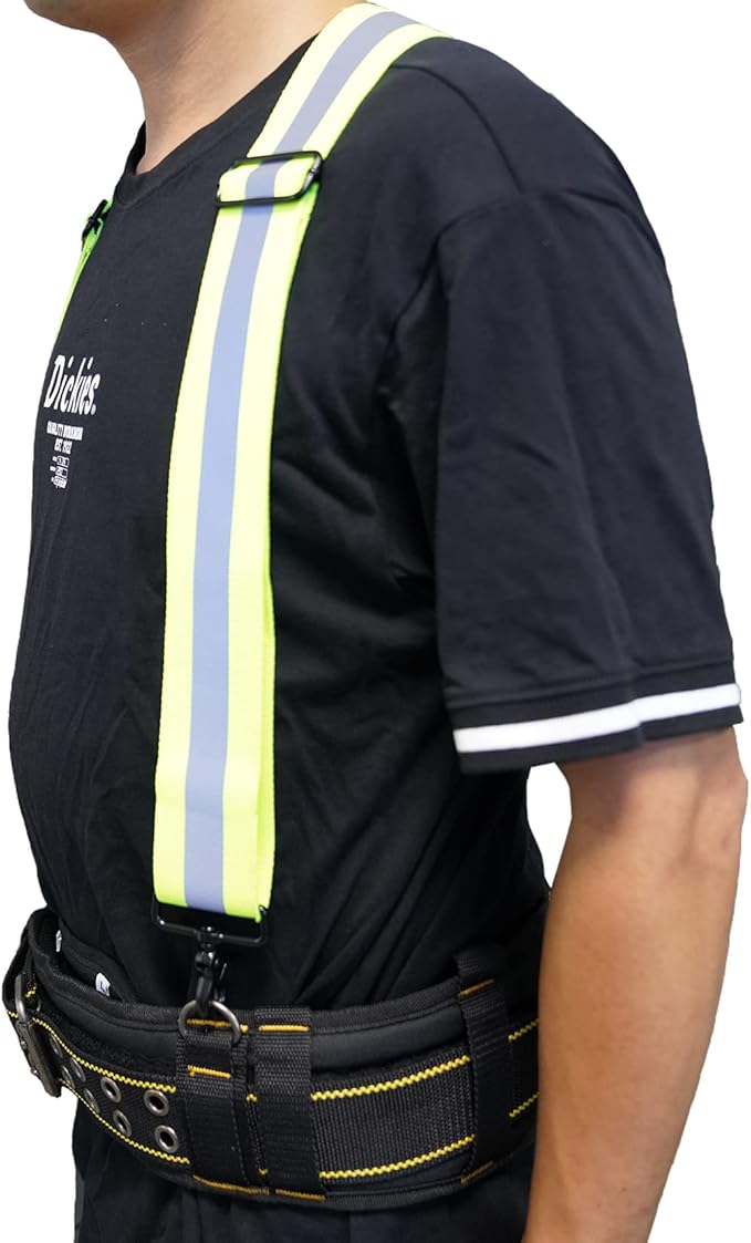 MELOTOUGH Suspenders with Non-Metal End Clip Reflective Safety Belt Clip
