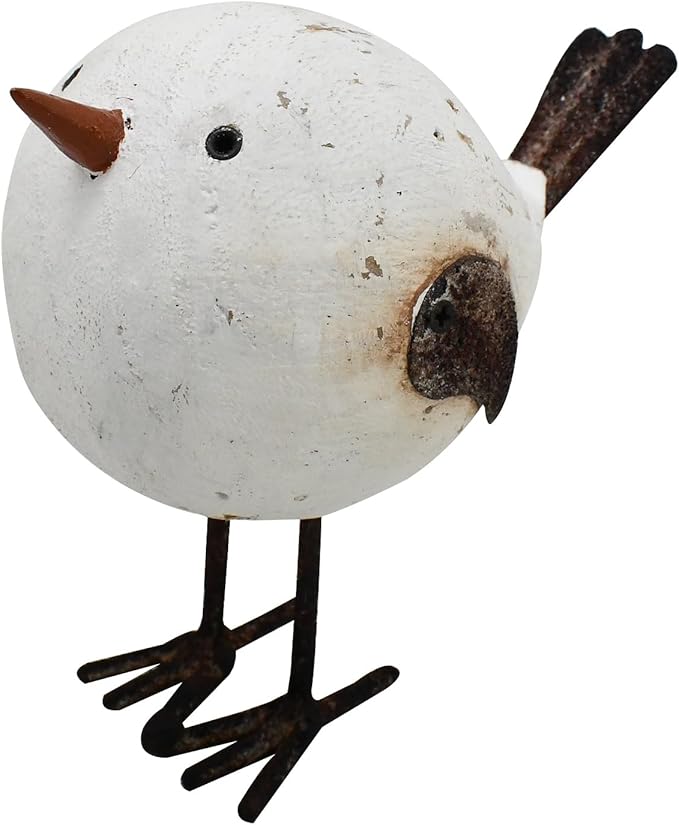 Aecipl Wood Bird Statue Standing Seagull Nautical Decor Coastal Birds Sculpture Indoor Outdoor Animal Figurine Beach Themed Decoration Rustic Home Art for Bedroom Garden (S)