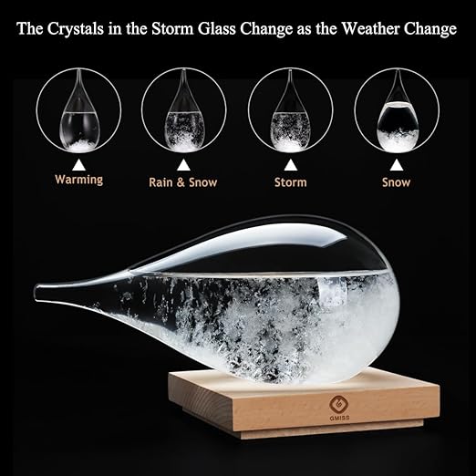 Storm Glass Weather Predictor,Christmas Snow Globe Storm Glass Barometer Weather Predictor, Home and Office Decorative Glass Bottles, Christmas Unique Gifts for Her