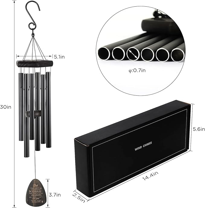 Sympathy Gifts for Loss of Dad 32" Memorial Wind Chimes for Loss of Father Bereavement Condolence Gifts Sympathy Windchimes in Memory of Father Dad Papa Butterfly Wind Chime with Cardinal Card