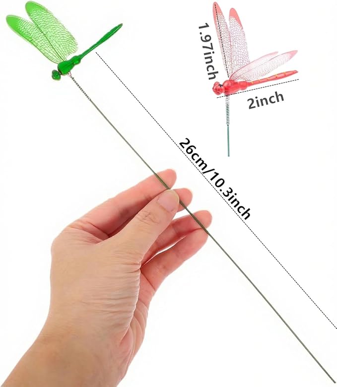 36PCS Dragonfly Garden Wooden Stakes, Suitable for Indoor and Outdoor lawns, Balcony Plants, Flower Pots, Easter Decorations of Artificial Dragonflies, Resistant to Sun Exposure and Wind and rain