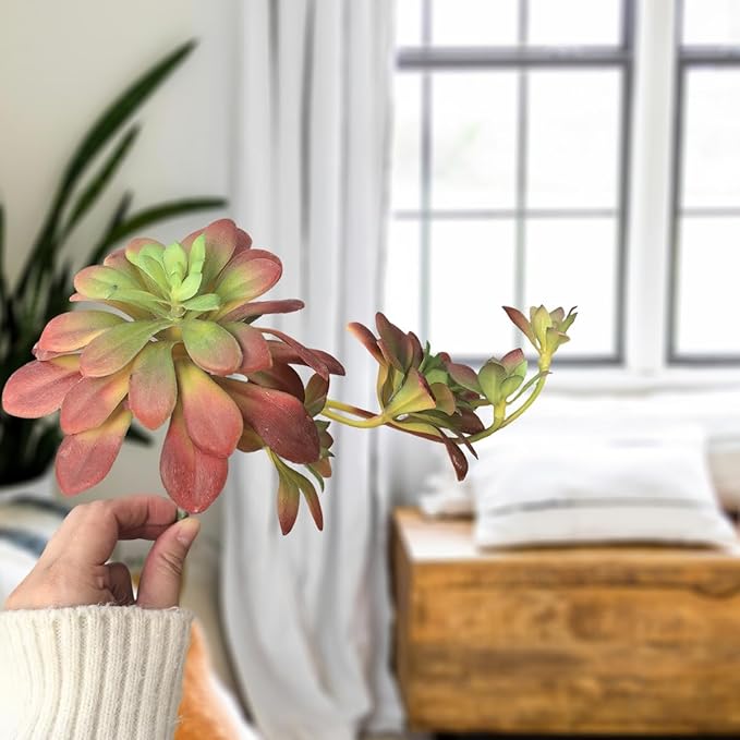 2pcs Artificial Succulent Plants, Realistic Large Fake Succulents, Artificial Hanging Ornaments for Decor